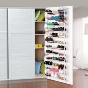 Sapateira Branca Vertical de Parede ou Porta para 36 Pares