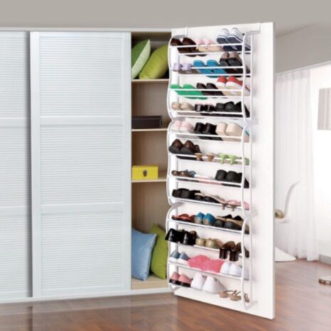 Sapateira Branca Vertical de Parede ou Porta para 36 Pares